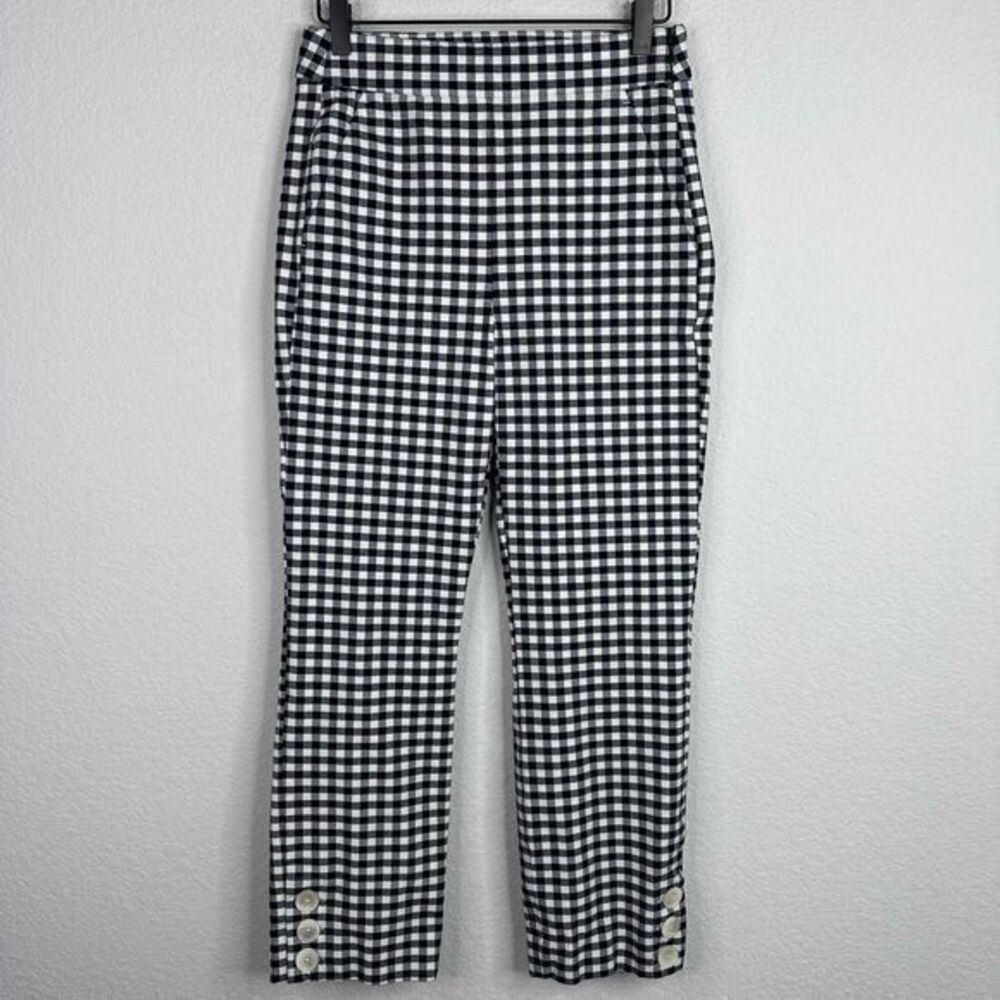 J.‎ Crew Pants Womens Size 2 Blue White Gingham Plaid Straight Leg Ankle Career